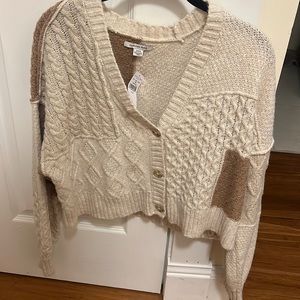 American Eagle Crop Color Block Cardigan